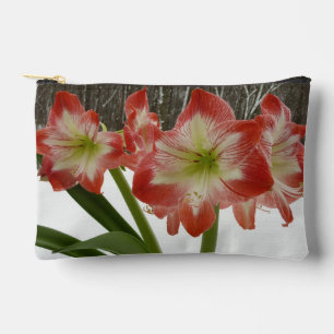 Bolsito Accesorio Pequeño Amaryllis en floral de invierno en la nieve roja f