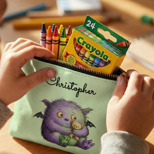 Bolsito Accesorio Pequeño Amigo Monstruo Lindo Morado Verde Esponjoso