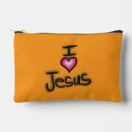 Bolsito Accesorio Pequeño Amo a Jesús Naranja y negro