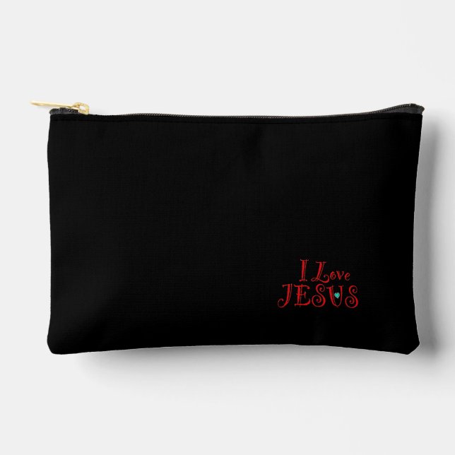Bolsito Accesorio Pequeño Amo el guión rojo de Jesús Negro (Anverso)