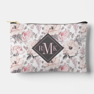 Bolsito Accesorio Pequeño Añadir su monograma Patrón rosa y gris clásico