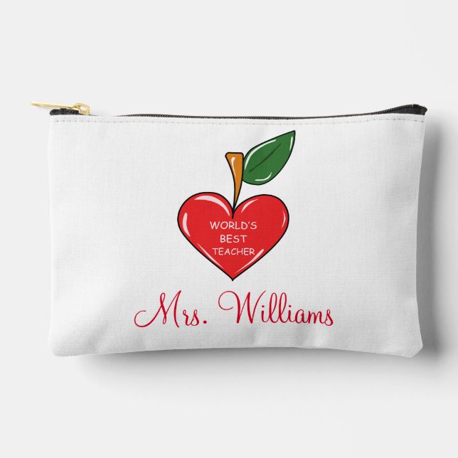 Bolsito Accesorio Pequeño aprecio del profesor corazón rojo personalizado (Anverso)