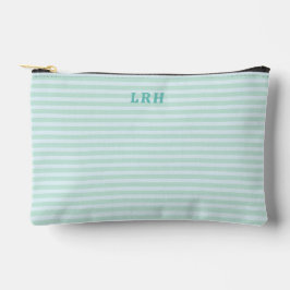 Bolsito Accesorio Pequeño Aqua Mint Stripe Vintage Tiny Initials Monogram