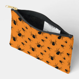 Bolsito Accesorio Pequeño Arañas Patrón de Halloween negro y naranja