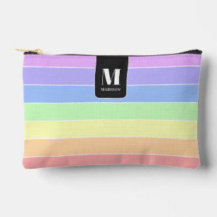 Bolsito Accesorio Pequeño Arcoíris Pastel Modernas Rayas Coloridas Monograma