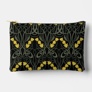 Bolsito Accesorio Pequeño Art Nouveau Narcisos Amarillos y Tallos Negro