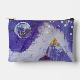 Bolsito Accesorio Pequeño Arte abstracto Montaña Luna Púrpura y Blanca
