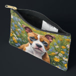 Bolsito Accesorio Pequeño Arte Acrílico De Cachorro Marrón Y Blanco,<br><div class="desc">En Un Campo De Daisies Se Muestra Una Cachorra Marrón Y Blanca De Staffordshire En Un Diseño De Arte Acrílico.</div>