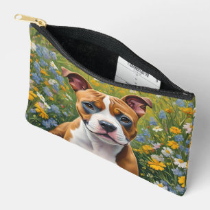 Bolsito Accesorio Pequeño Arte Acrílico De Cachorro Marrón Y Blanco,