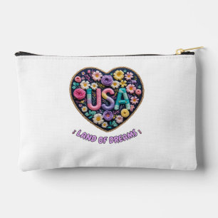 Bolsito Accesorio Pequeño Arte de Bordado Floral 'USA Tierra de Sueños'