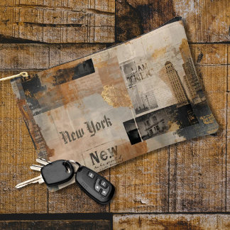 Bolsito Accesorio Pequeño Arte de Collage Urbano Vintage de Nueva York