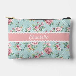 Bolsito Accesorio Pequeño Arte de rosas personalizadas pastel verde menta ro