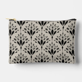 Bolsito Accesorio Pequeño Arte Floral Elegante Art Deco Negro y Beige