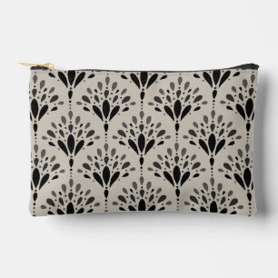 Bolsito Accesorio Pequeño Arte Floral Elegante Art Déco Negro y Beige