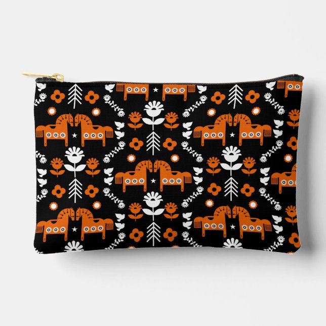 Bolsito Accesorio Pequeño Arte folclórico escandinavo de caballos (Anverso)