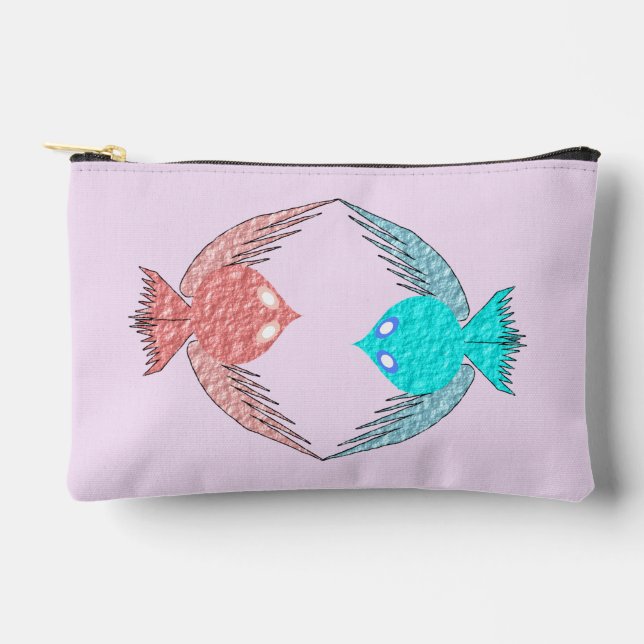 Bolsito Accesorio Pequeño Aves amorosas rosas y azules (Anverso)