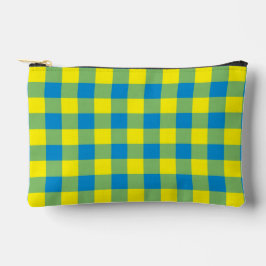 Bolsito Accesorio Pequeño Azul amarillo Patrón de Cuadro Verde Pequeño