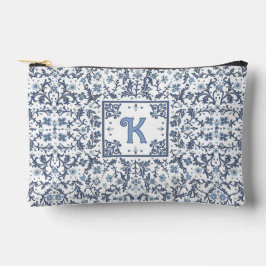 Bolsito Accesorio Pequeño Azul Denim Patrón Floral Elegante Personalizado