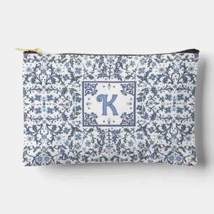 Bolsito Accesorio Pequeño Azul Denim Patrón Floral Elegante Personalizado