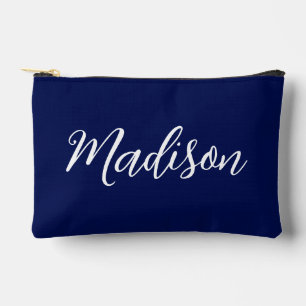 Bolsito Accesorio Pequeño Azul Marino Chic Nombre Personalizado Letra a Mano