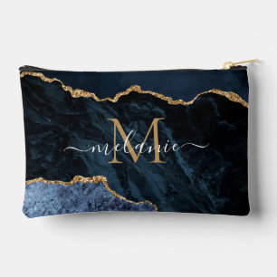 Bolsito Accesorio Pequeño Azul Marino Dorado Brillante Letra Personalizada T