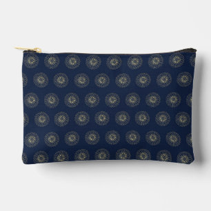 Bolsito Accesorio Pequeño Azul marino   Medallones de flores de Zinnia dorad