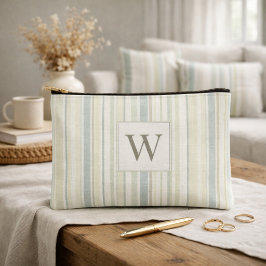 Bolsito Accesorio Pequeño Azul Polvoriento Neutral Inicial Raya Rustica Casa