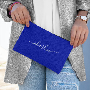 Bolsito Accesorio Pequeño Azul Real y Elegante Nombre Blanco