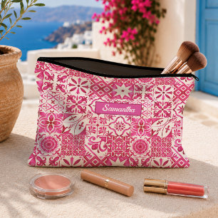 Bolsito Accesorio Pequeño Azulejo Floral de Verano Rojo Siciliano Majolica
