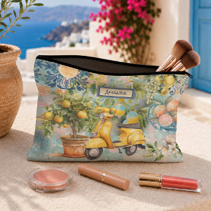 Bolsito Accesorio Pequeño Azulejos Florales Sicilianas Majolica Azul Chic