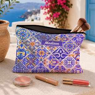 Bolsito Accesorio Pequeño Azulejos florales sicilianas mediterráneas de colo