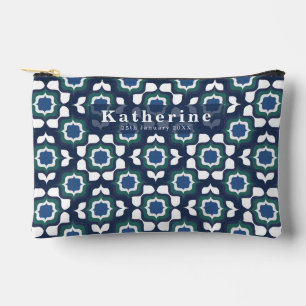 Bolsito Accesorio Pequeño Azulejos Mediterráneos Retro Azul Marino Blanco