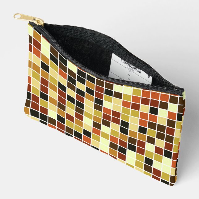 Bolsito Accesorio Pequeño Baldosas de piscina, mosaicos marrones, patrón geo (Abierto)