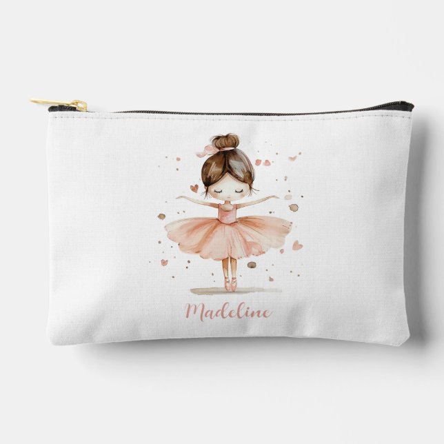 Bolsito Accesorio Pequeño Ballerina Nombre Personalizado Girly (Anverso)