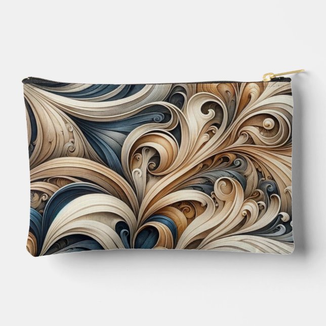 Bolsito Accesorio Pequeño Baroque Swirl Pattern in Blue & Gold (Reverso )