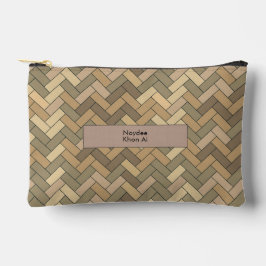 Bolsito Accesorio Pequeño Beige Natural Herringbone Name Travel