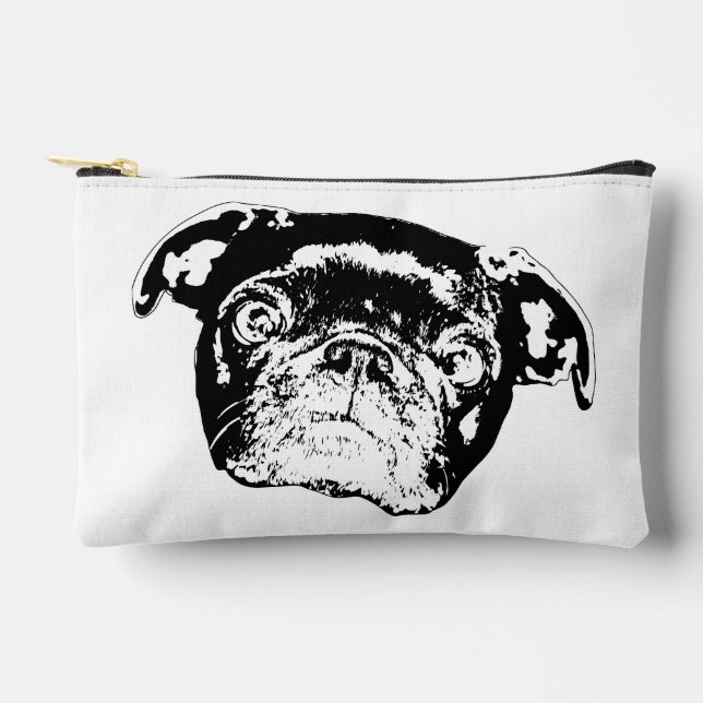 Bolsito Accesorio Pequeño Belleza de Pug Negrita Cremallera (Anverso)