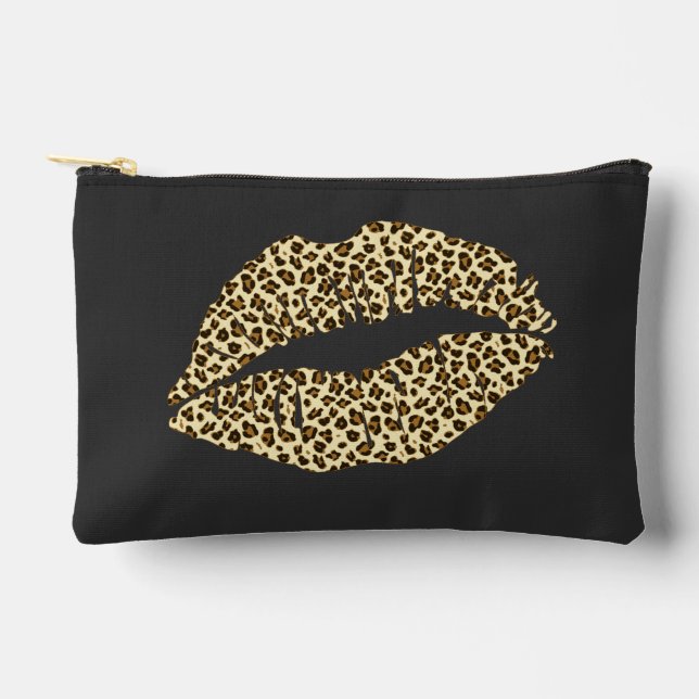Bolsito Accesorio Pequeño Beso leopardo - Negro (Anverso)