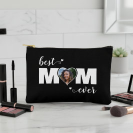 Bolsito Accesorio Pequeño Best Mom Ever Heart Photo Mother's Day Black
