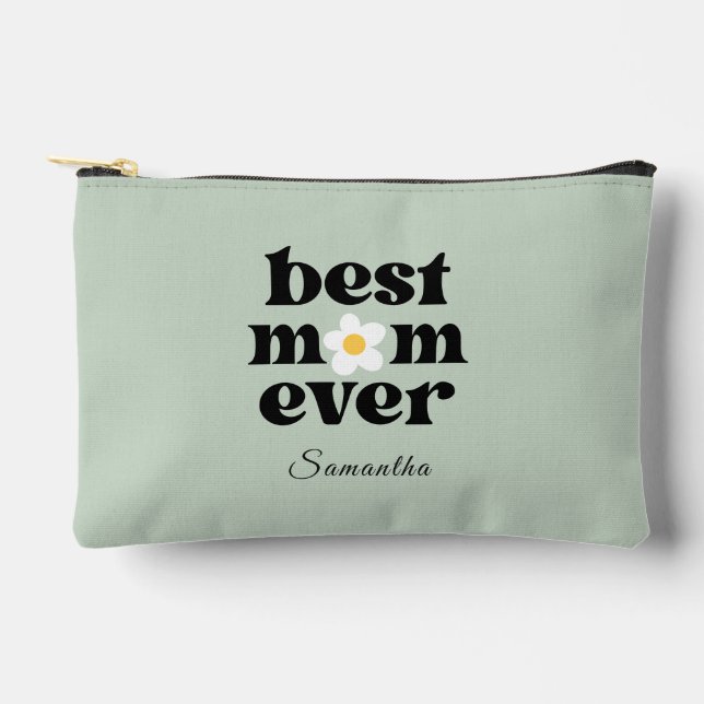 Bolsito Accesorio Pequeño Best Mom Ever Sage Green Personalized  (Anverso)