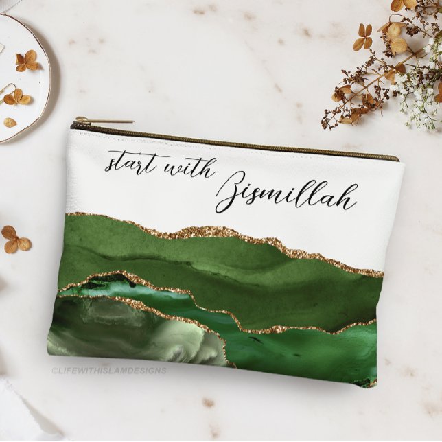 Bolsito Accesorio Pequeño Bismillah Alhamdullilah Green Agate (Subido por el creador)