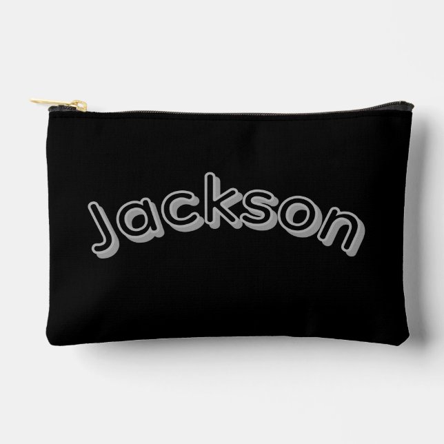 Bolsito Accesorio Pequeño Black And Grey Jackson Name, (Anverso)