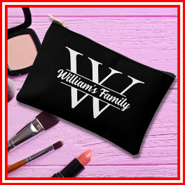 Bolsito Accesorio Pequeño Blanco y negro | Monograma de nombre de familia si