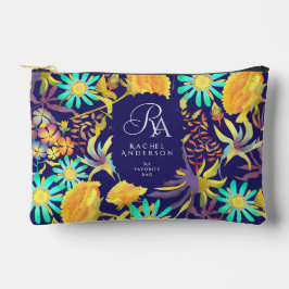 Bolsito Accesorio Pequeño Blooming Mystical Floral Monogram Navy