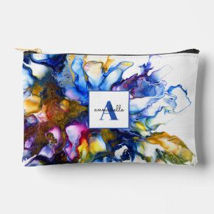 Bolsito Accesorio Pequeño Blue Abstract Fluid Art Agem Name