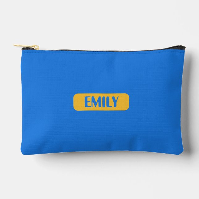 Bolsito Accesorio Pequeño Blue Custom Name Pencil Pouch  (Anverso)