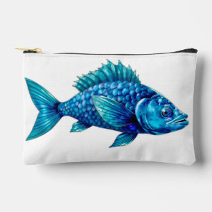 Bolsito Accesorio Pequeño Blue Fish with Spiky Fins and Scales