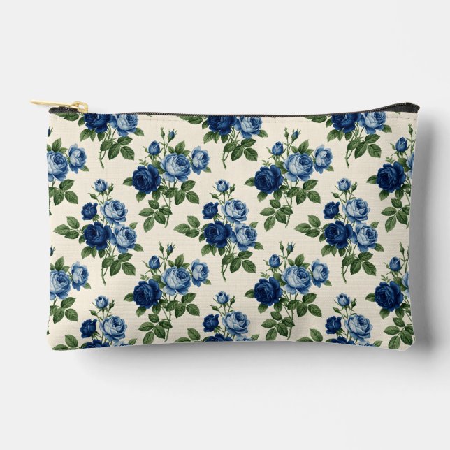 Bolsito Accesorio Pequeño Blue Rose Floral Pattern (Anverso)