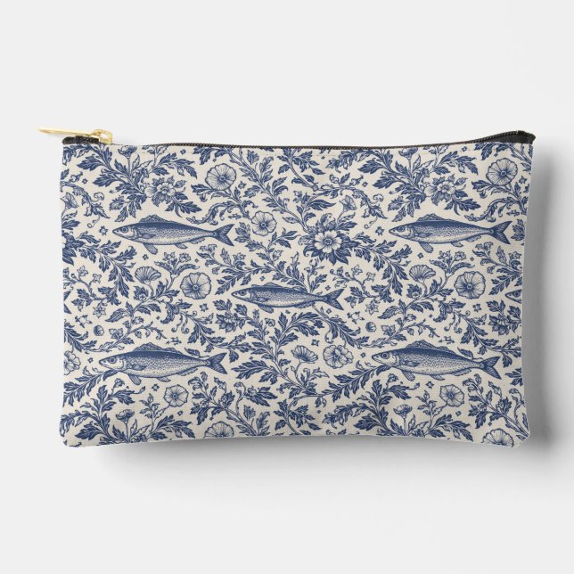 Bolsito Accesorio Pequeño Blue Sardine Chinoiserie Cosmetic Pouch  (Anverso)