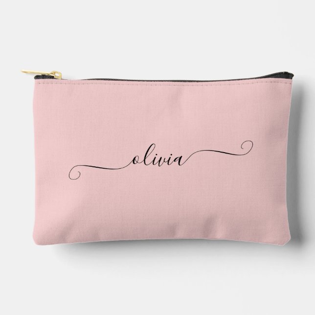 Bolsito Accesorio Pequeño Blush Pink Moderno Script Chic Personalizado (Anverso)